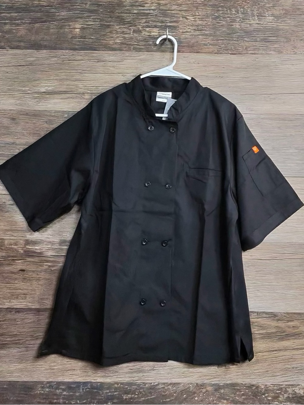 Happy Chef Short Sleeve Chef-Style Button-Down Shirt - Black